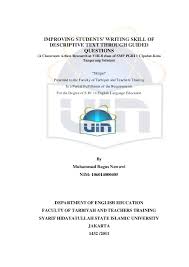 Children, conversation, test interview preparation, travel/ business english. Pdf Improving Students Writing Skill Of Descriptive Text Through Guided Questions Sintia 96 Academia Edu