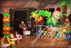 This blog post provides great decoration tips and ideas for the best jungle safari theme yet! Tulips Event Best Jungle Safari Birthday Party Theme Decoration Supplies Kids Entertainment Rental Services In Lahore Pakistan