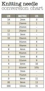 needle conversion chart knitting needle size chart