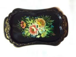 Jungle print enamel serving tray. Vintage Soviet Serving Tray Ussr Enamel Metal Tray Home Decor Kitchen Retro Decor Home Living Kitchen Dining Vadel Com