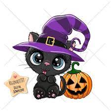 Cute Halloween Black Cat Png Digital Download Clipart Kids Etsy Halloween Cartoons Halloween Illustration Black Cat Halloween