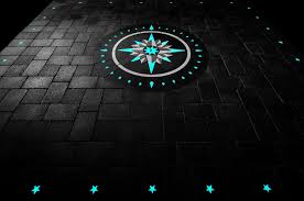 Glowing Pavers Compass Rose Design And Walkway Paverart After Dark Series Compass Rose Brick Patterns Patio Backyard Design