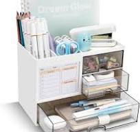 Desk Organizer with 3 Drawer, Multi-Functional Pencil Pen B size, White