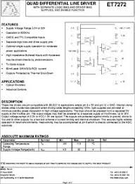 Ti, alldatasheet, datasheet, datasheet search site for electronic components and semiconductors, integrated circuits, diodes, triacs, and other semiconductors. Et7272 C Datasheet Quad Differential Line Driver