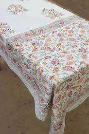 Christmas Tablecloth Decorative Floral Tablecloth Hand Block Etsy In 2020 Table Linens For Sale Floral Tablecloth Christmas Table Cloth