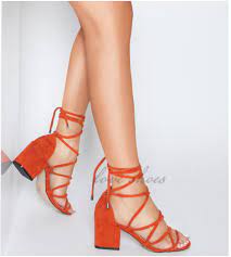 Sexy Orange Suede Lace Up Block Heels Shoes Buy Shoes Block Product On Alibaba Com