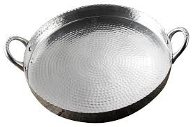 Find here decorative trays, designer tray manufacturers, suppliers & exporters in india. 21 Round Hammered Scalloped Tray With Handles Contemporary Serving Trays By Hedgeapple Houzz