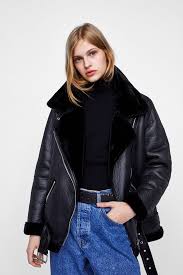 Parade Effrayant Mourir Shearling Leather Jacket Womens Zara Decoration Ecorce Crasseux
