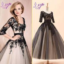 Wholesale Wedding Dresses Buy 2014 Fashion Black Vintage Short Wedding Dresses 3 4 Long Sleeve Vestidos De Fiesta Vestidos De Encaje Vestidos De Baile Largos