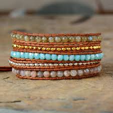 Teardrop shaped cactus ceramic earrings with long seed bead and alpaca silver dangles. Stone On Natural Leather Strand Bracelets For Handmade Jewelry For Woven Bracelets Jewelry Girls