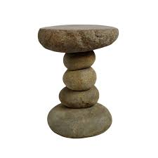 Stacked River Rock Table Chairish In 2020 River Rock Functional Art Side Table