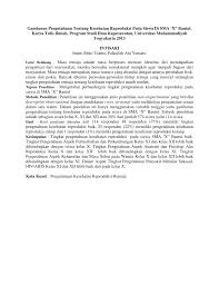 Tak ada gading yang tak retak tak ada sesuatu yang sempurna, begitu juga dengan karya tulis ilmiah ini, kami menyadari bahwa karya. Pdf Gambaran Pengetahuan Tentang Kesehatan Reproduksi Pada Siswa Di Sma X Bantul Karya Tulis Ilmiah Program Studi Ilmu Keperawatan Universitas Muhammadiyah Yogyakarta 2013