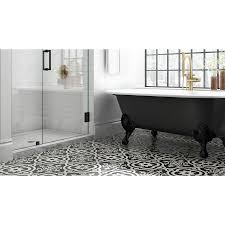 Black And White Ceramic Floor Tile Della Torre Cementina Black And White 8 In X 8 In Glazed Ceramic Encaustic Tile Lowes Com Ceramic Floor Ceramic Floor Tile Black And White Tiles