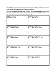 Worksheets are work factors of algebraic expressions, factoring quadratic expressions, factor. Factoring Polynomial Expressions Involving Gcf Circuit Worksheet By Liuyi Liu