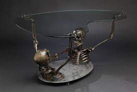 The gothic skull coffee table is then completed of with a flush little bit of 10mm toughened british isles standard safety glass. Skeleton Coffee Table