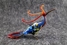 Glass Peacock Bird Art Murano Glass Bird Great Bird Gift Glass Birds Fused Glass Bird Ornament Lampwork Glass Bird Glass Bird Decor Lb15