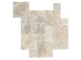 Silver honed filled travertine floor and wall tile (8 sq. Ivory Swirl Travertine Pavers Tumbled French Pattern