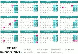 Oversigtskalender for 2021 med ugenumre og danske helligdage. Kalender 2021 Thuringen