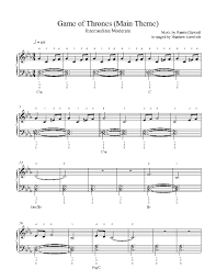 Musicnotes features the world's largest online digital sheet music catalogue with over 400,000 arrangements available to print and play instantly. Game Of Thrones Main Theme By Ramin Djawadi Piano Sheet Music Intermediate Level