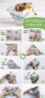 Mulltuten Und Einkaufstuten Ohne Kleben Aus Zeitungspapier Falten Mit Video Recycling Basteln Tuten Falten Falten