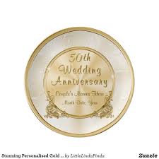 Stunning Personalised Gold 50th Anniversary Gifts Porcelain Plate Zazzle Com Golden Wedding Anniversary Gifts Anniversary Gift For Friends Anniversary Gifts