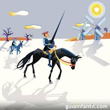 Leía libros de aventuras de caballeros andantes, de gigantes y magos. Cuento Corto De Don Quijote De La Mancha Para Ninos