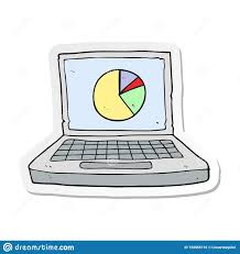 A Creative Sticker Of A Cartoon Laptop Computer With Pie