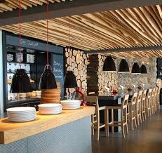 Ceiling Design Textured Wood Panels In A Natural Form Bar Design Restaurant Restaurant Interior Design Restaurant Interior