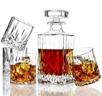ELIDOMC 5PC Italian Crafted Crystal Whiskey Decanter & Whiskey Glasses Set,  Crystal Decanter Set With 4 Whiskey Glasses, Whiskey Decanter Sets for ...