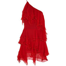 Saint Laurent Ruffled Silk Chiffon Dress Red Ruffle Dress Silk Chiffon Dress Red Dress Short
