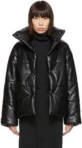 Nanushka Black Puffer Jacket Vegan Leather Jacket Nanushka Leather Puffer Jacket