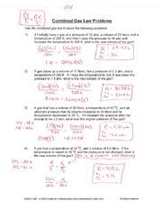 Solutions to the ideal gas law practice worksheet • students use the wrong value of r. Combined Gas Law Problems Key Key Combined Gas Law Problems Use The Combined Gas Law To Solve The Following Problems 1 If I Initially Have A Gas At Course Hero
