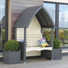 Wooden Garden Gazebo Arbour Pergola Pavilion Seat Bench Roof Back Rest Furniture Cottage Garden Painted Garden Furniture Garden Arbor