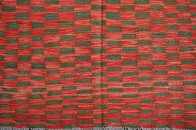 Durch die minimalistisches muster erfüllen sie die besten voraussetzungen für das moderne design. 15569 Kelim Teppich 400 X 300 Cm Arijana Rot Olive Grun Handgewebt