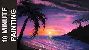 You will get tips about acrylic painting, using a reference photo, and how to create depth and movement in your paintings. Painting A Romantic Beach At Sunset With Acrylics In 10 Minutes Youtube