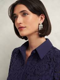 Hobbs Claire Lace Shirt, Midnight Navy