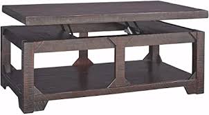 Cocktail table is made of veneers, wood and engineered wood. Amazon Com Signature Design By Ashley Rogness Rustic Rectangular Lift Top Coffee Table Distressed Dark Brown Furniture Decor