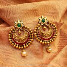 Gold Antique Kundan Earrings South India Jewels Gold Jhumka Earrings Jewelry Design Earrings Gold Earrings Indian