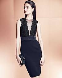 Monique Lhuillier Sleeveless Illusion Deep V Cocktail Dress Black Midnight Vykrojki V 2019 G Vykrojki