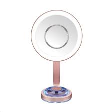 Conair Single Sided Lighted Makeup Mirror With Led Lights 1x Magnification With Removable Magnetic 10x Magnified Spot Mirror Rose Gold Finish With Blue Mood Light On Base Walmart Com Walmart Com