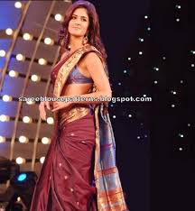 Katrina Kaif in Maroon Bridal Traditional Saree - Saree Blouse Patterns