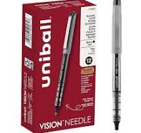uni-ball Vision Needle Rollerball Pens, Fine Point, 0.7mm, Black Ink, Dozen  (1734903)