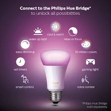 Philips Hue Single Premium A19 Smart Bulb 16 Million Colors For Most Lamps Overhead Lights Hue Hub Required Works With Alexa Old Version Amazon Com