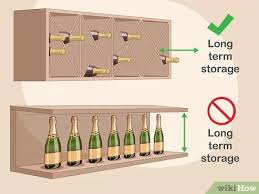 If a cork or stopper is not available for the opened bottle of champagne, cover the opening with plastic wrap and place a rubber band around the bottle neck to seal plastic tightly. 3 Ways To Store Champagne Wikihow