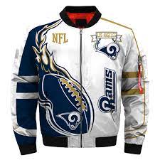 2019 Newest Nfl Jacket Custom Men S Los Angeles Rams Jackets Bomber Jacket Winter Bomber Jacket Men Team Apparel