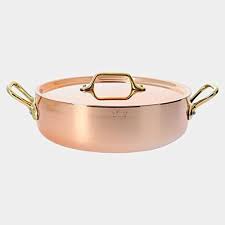 De Buyer Professional 20 Cm Inocuivre Vip Copper Straight Sautg C Pan Stainless Steel Inside With Brass Handles And Lid 6446 20 Saute Pan Pan Brass Handles