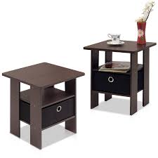 Home Bedroom Night Stands Modern Side Table Dark Brown Furniture