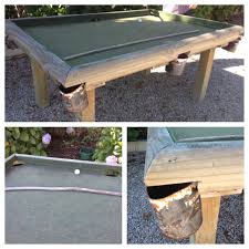 Diy Upcycled Outdoor Pool Table Paint Cans As Pockets And Long Sticks As Cues Outdoor Pool Table Pool Table Repair Dining Room Pool Table