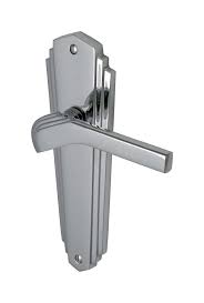 Details About Door Handle Pair Chrome Lever Backplate Waldorf Art Deco 1930s Sprung Handles Art Deco Door Bathroom Door Handles Door Handles