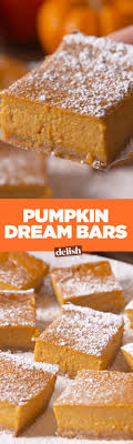 Pumpkin Dream Bars A Perfect Custardy Cheesecake Like Dessert For The Holidays Recipe Pumpkin Dessert Pumpkin Recipes Delicious Desserts